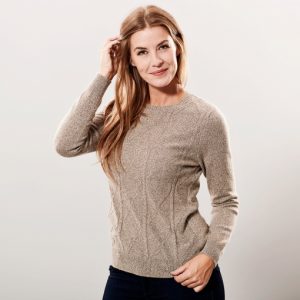 WOMEN'S CASHMERE DIAMOND CREW NECK SWEATER