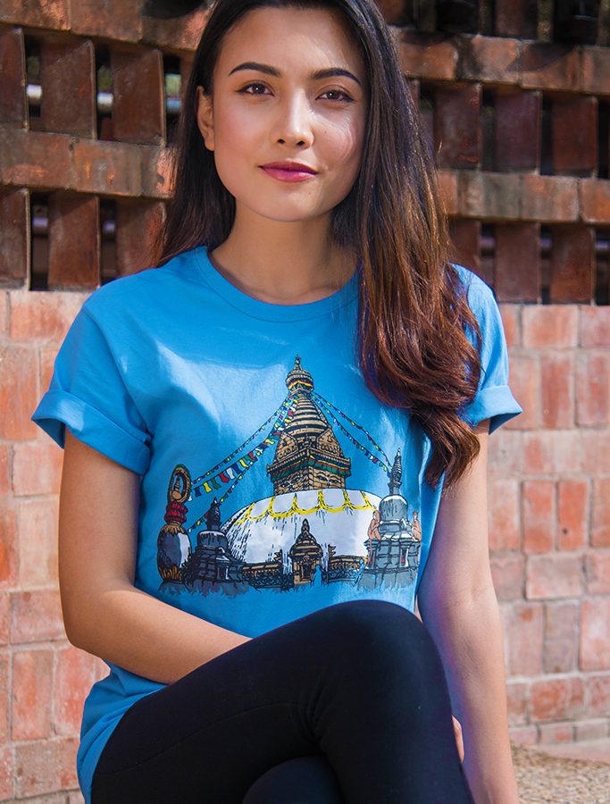 initial Bestemt velordnet Swayambhunath Printed T-Shirt | Shop Nepal Printed T-Shirts now