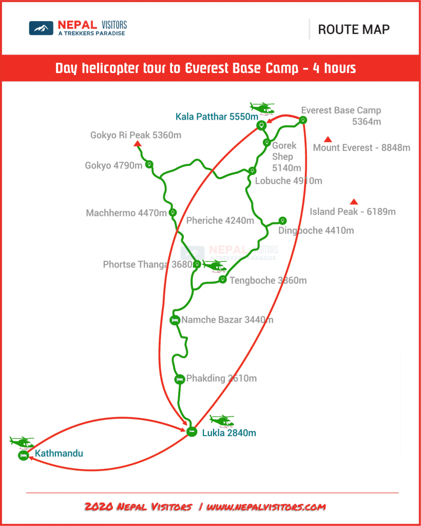 Everest Base Camp Helicopter Tour Map