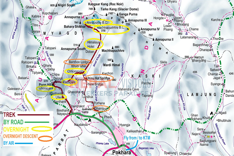 Annapurna Sanctuary Trek Map